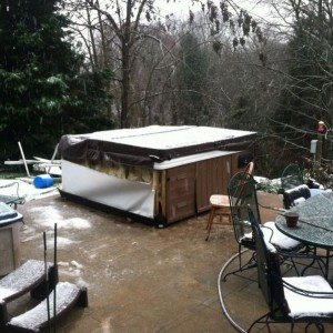 Rain turned into sleet and snow. And it's thundering...