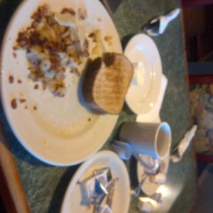 Birthday breakfast did not stand a chance... It was an american cheese omel