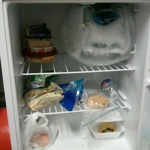 Our office mini fridge....that ice is ri-goddamn-diculous!!!