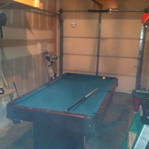 We got the pool table. Let project man cave begin!!