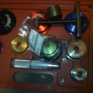 More new stuff. ECGS bushing, bearing removal tool, driver set, and EMPI CV