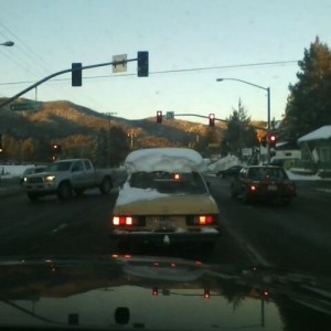 Maybe take 3 min to push the snow off the Benz? Old people.