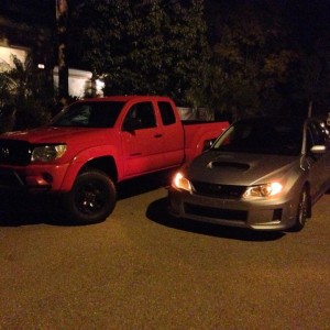 My new subie. And my old taco which now belongs to my brother. He just put 