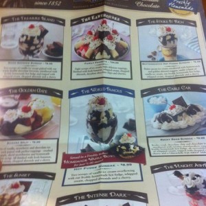 Here is a page of the menu. Sugar rush for sure.