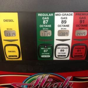 Conversion for my American friends Diesel ~ $4.99/US gallon 87 oct ~ $5.07/