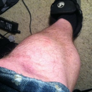 Not sure how well you can tell, by that bulge isn't my knee...good siz