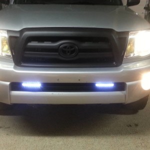 blacked out grill and led running lights