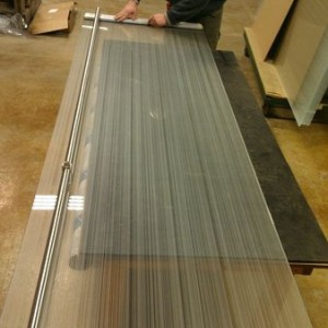 Custom 5/8" low iron double side acid etched glass, 316 grade US32D ra