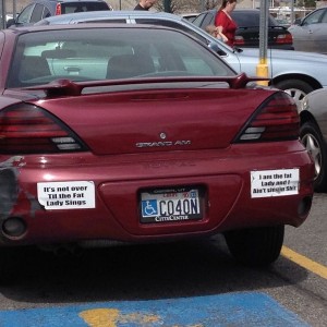 Ain't nothin like some homemade bumper stickers. Computer paper and sc