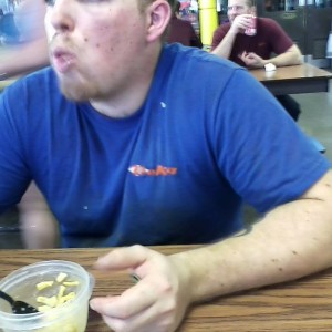 This slob just HAS to sit directly across from me at lunch, every day.