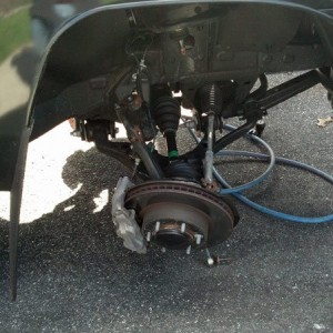 OME Lift - Front Shocks and Coils Removed