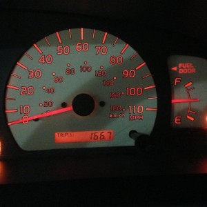 Not bad mileage for over drive off pulling a trailer and head wind home. I 