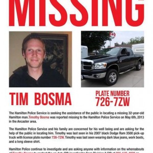 Info poster for missing Toronto, Canada area person