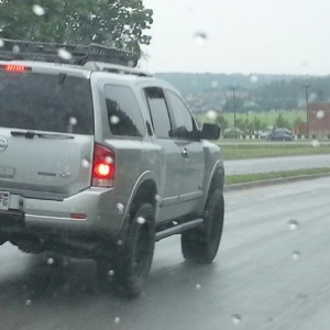 Never seen a jacked up Armada before.. Not only that but it looked to be a 