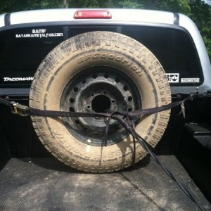 Relocated tire for the weekend. And fat.