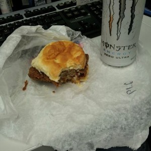 Steak biscuit and a monster :hungry: