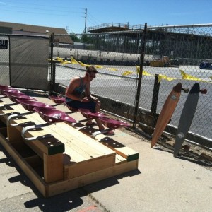 They built 2 rows of stadium seats, to watch the construction?