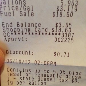 Gasoline receipt