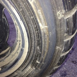 Went mudding on my moped, the mud dried against my rear tire, then burned t