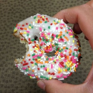 My first doughnut in about five years. I put myself in Homer Simpson's