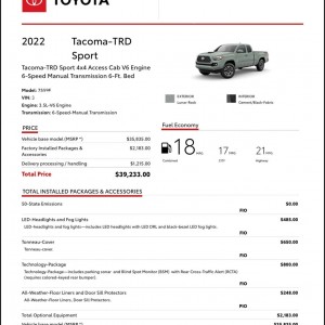 Build Sheet