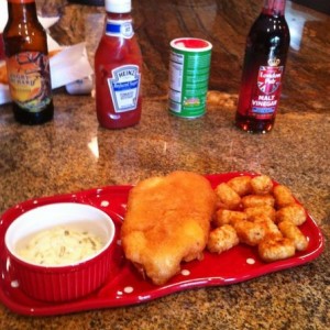 Fresh beer battered Halibuit, caught yesterday. So good