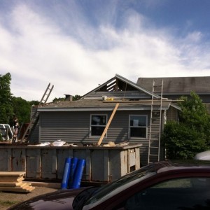 Fat: yesterday the roof came off, today the back wall is gone. New taller w