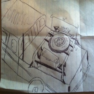 Basic sketch of my bed rack design