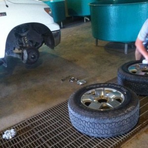 Plasti dipping brother tundra wheels.