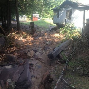 Massive flash flooding. My aunts trailer and what used to be a yard.