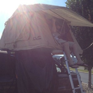 Josh in his new tent