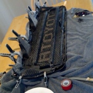 Fixing the raptor....plastic welds were no match for 5 haboobs