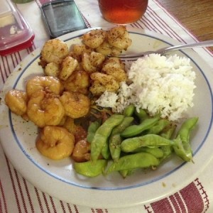 Dinner I made tonight. Teriyaki shrimps.