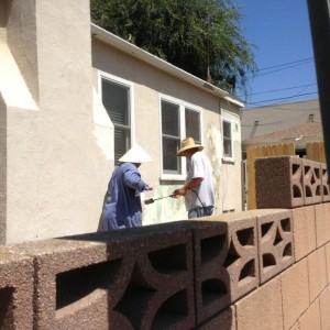 These 2 geniuses are remove paint with a roofing torch!