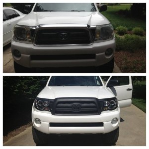 Before and after headlights and grill
