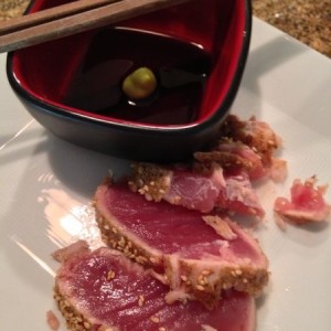 Fresh caught, seared bluefin tuna. So good