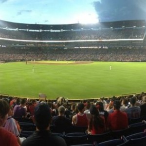 Last night. Braves game. Free tickets