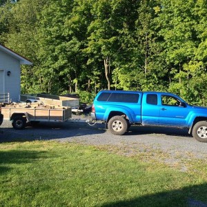 Load of wood in trailer with full OME installed