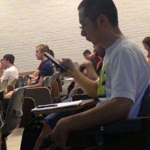 That's a big phone he's holding.