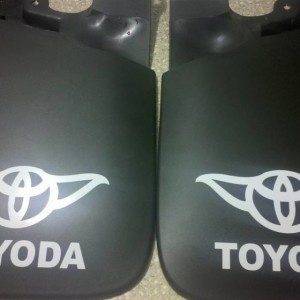 Toyoda decals on front mud flaps
