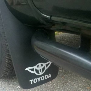 Toyoda decals on front mud flaps
