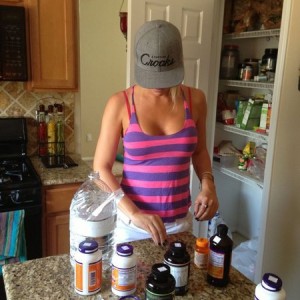 The lady has more supplements than GNC