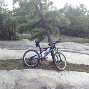 My bike on top of big rock @ dupont state forest