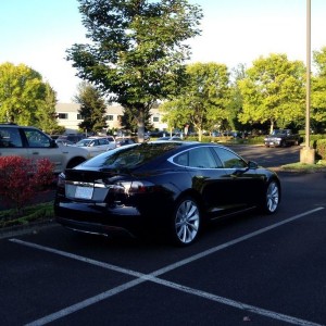 In Portland for work. Tesla in the parking lot.