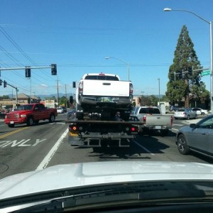 My poor truck. The wife decided to try and drive over a Subaru and trashed 