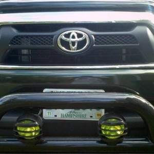 Green tint and light guards for bullbar lights