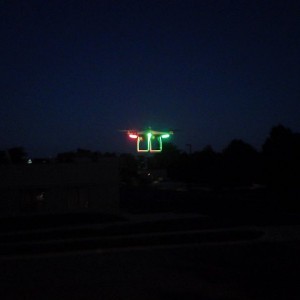 Taking the drone for a nighttime flight.