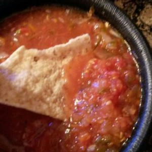 Homemade salsa with garden grown tomatoes and jalape