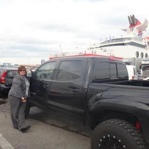 This is my mom in front of my sisters taco. (MAPS)