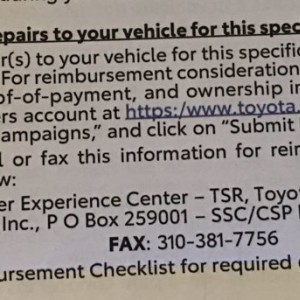 Fuel Pump Reimbursement Letter